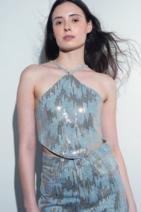 Open Back Rose Gold Sequin Top