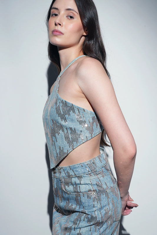 Open Back Rose Gold Sequin Top