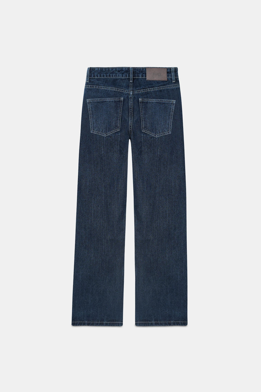 Dark-Wash Slubbed Straight Jeans