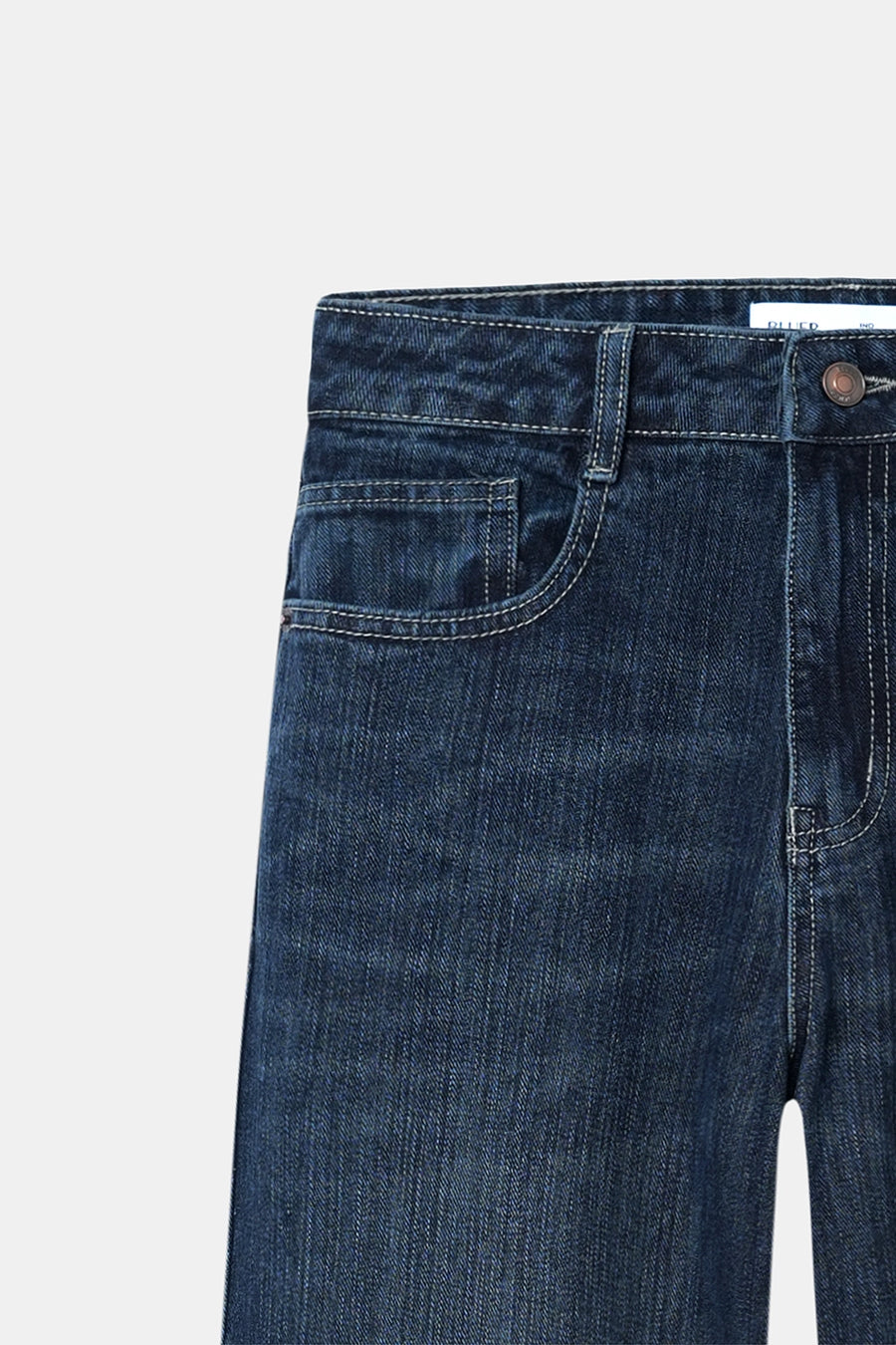 Dark-Wash Slubbed Straight Jeans