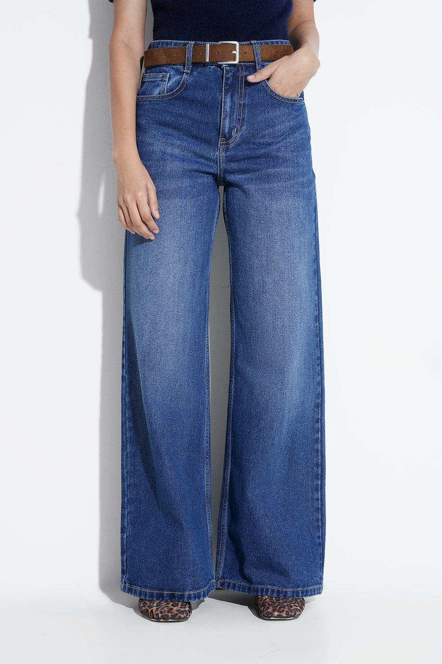 Dark Blue High-Rise Wide Jeans