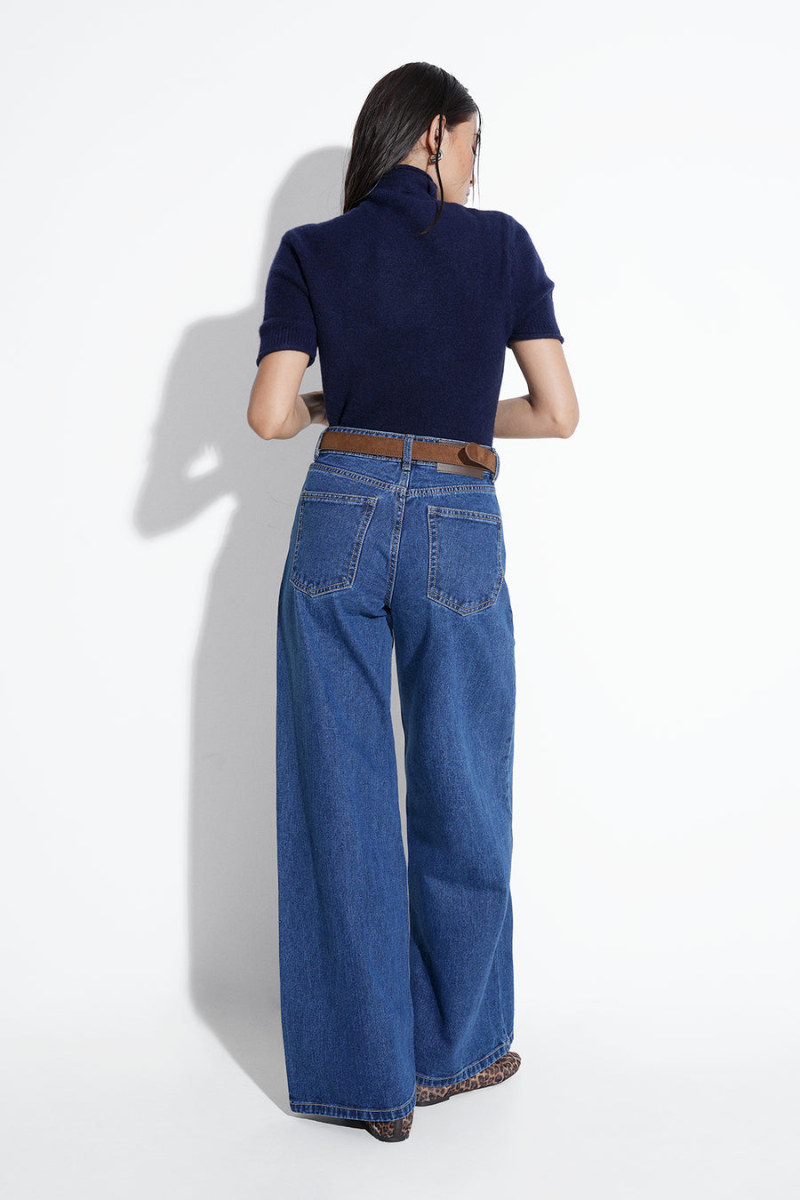 Dark Blue High-Rise Wide Jeans
