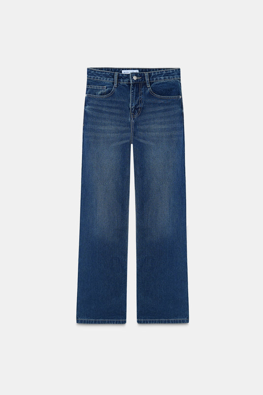Dark Blue High-Rise Straight Jeans