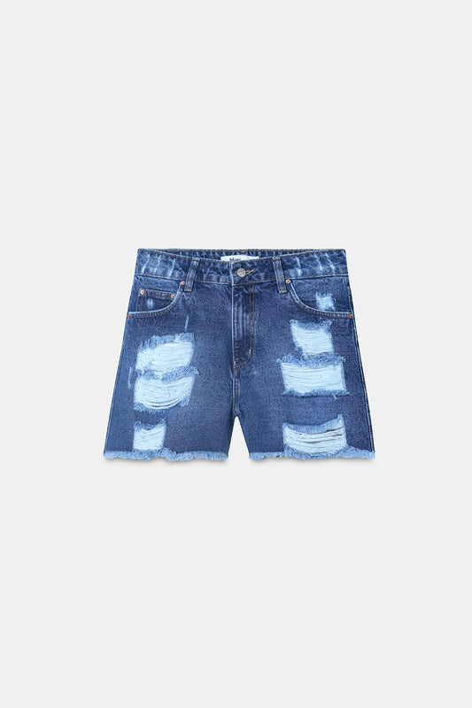 Dark Blue Ripped Shorts