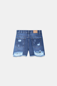Dark Blue Ripped Shorts