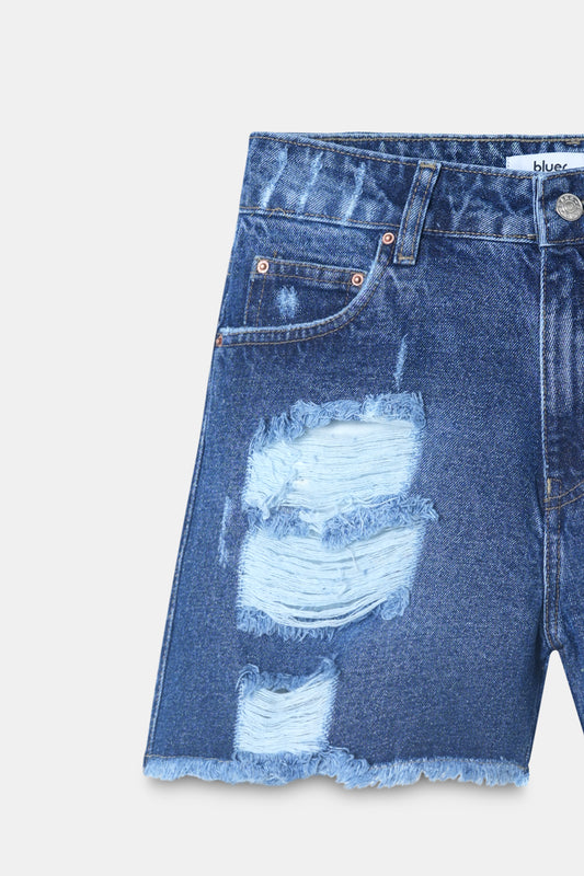 Dark Blue Ripped Shorts