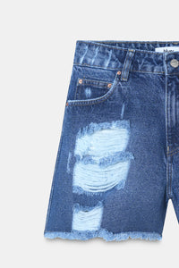 Dark Blue Ripped Shorts