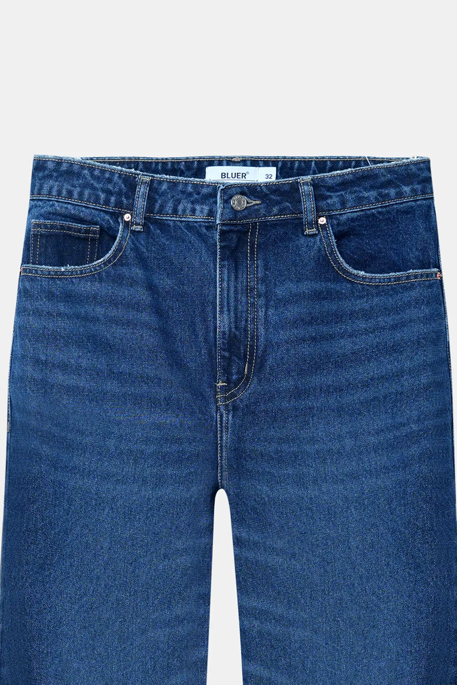 Dark Blue Straight Fit Ripped Jeans