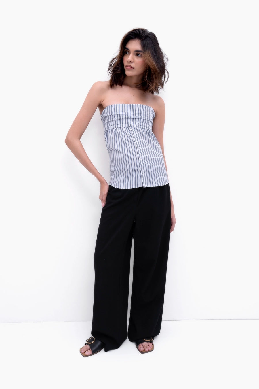 Dark Blue Striped Tube Shirt