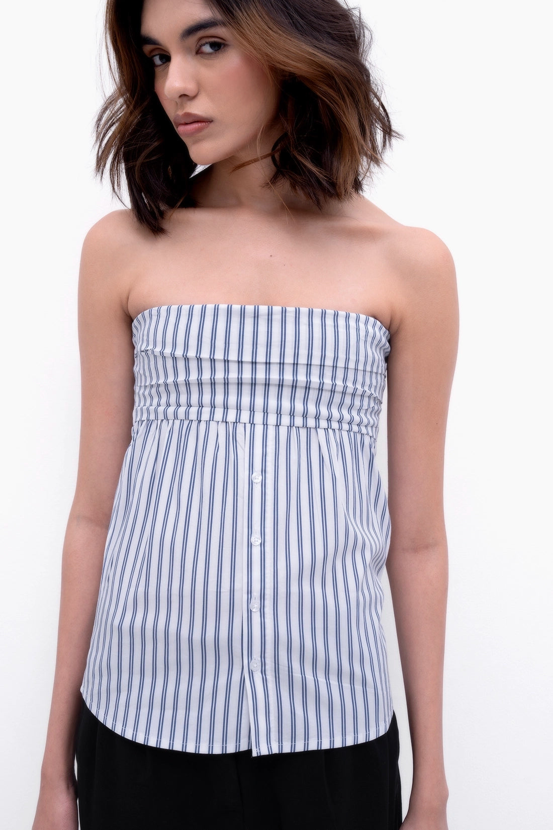 Dark Blue Striped Tube Shirt