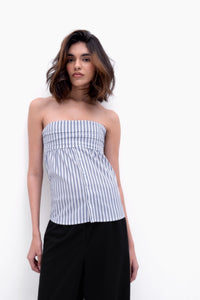 Dark Blue Striped Tube Shirt