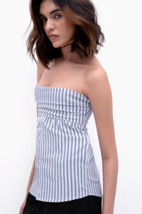 Dark Blue Striped Tube Shirt