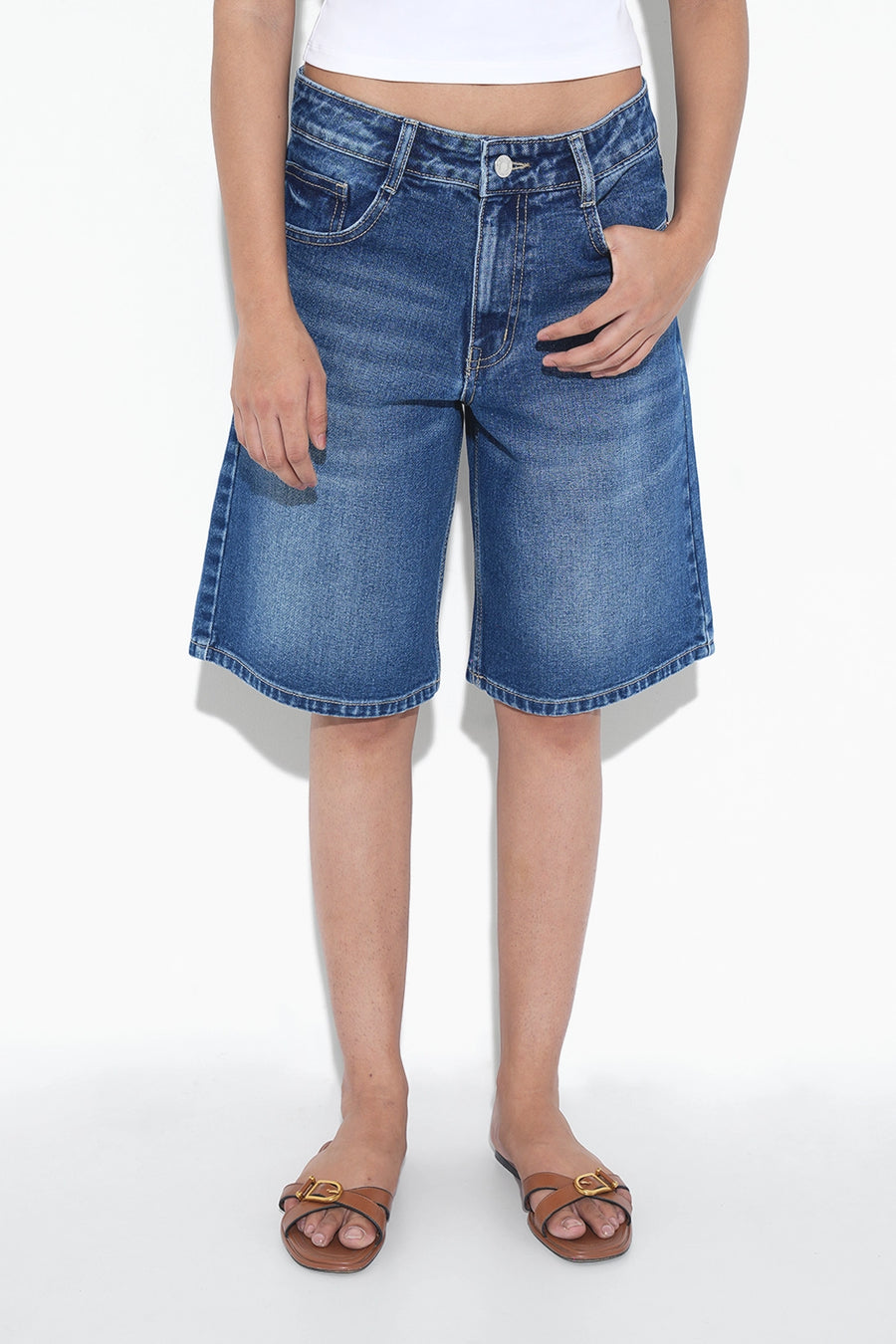 Deep Blue Washed Jorts
