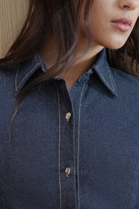 Denim Fitted Tie-Back Shirt