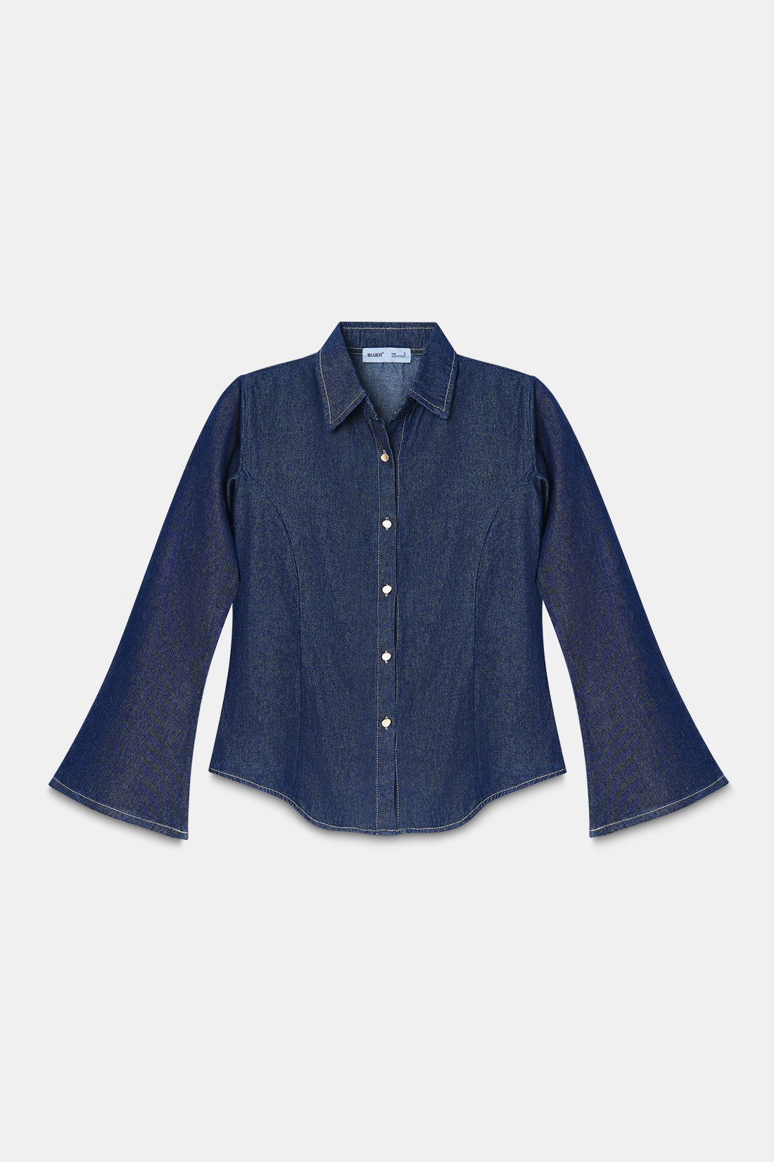 Denim Fitted Tie-Back Shirt