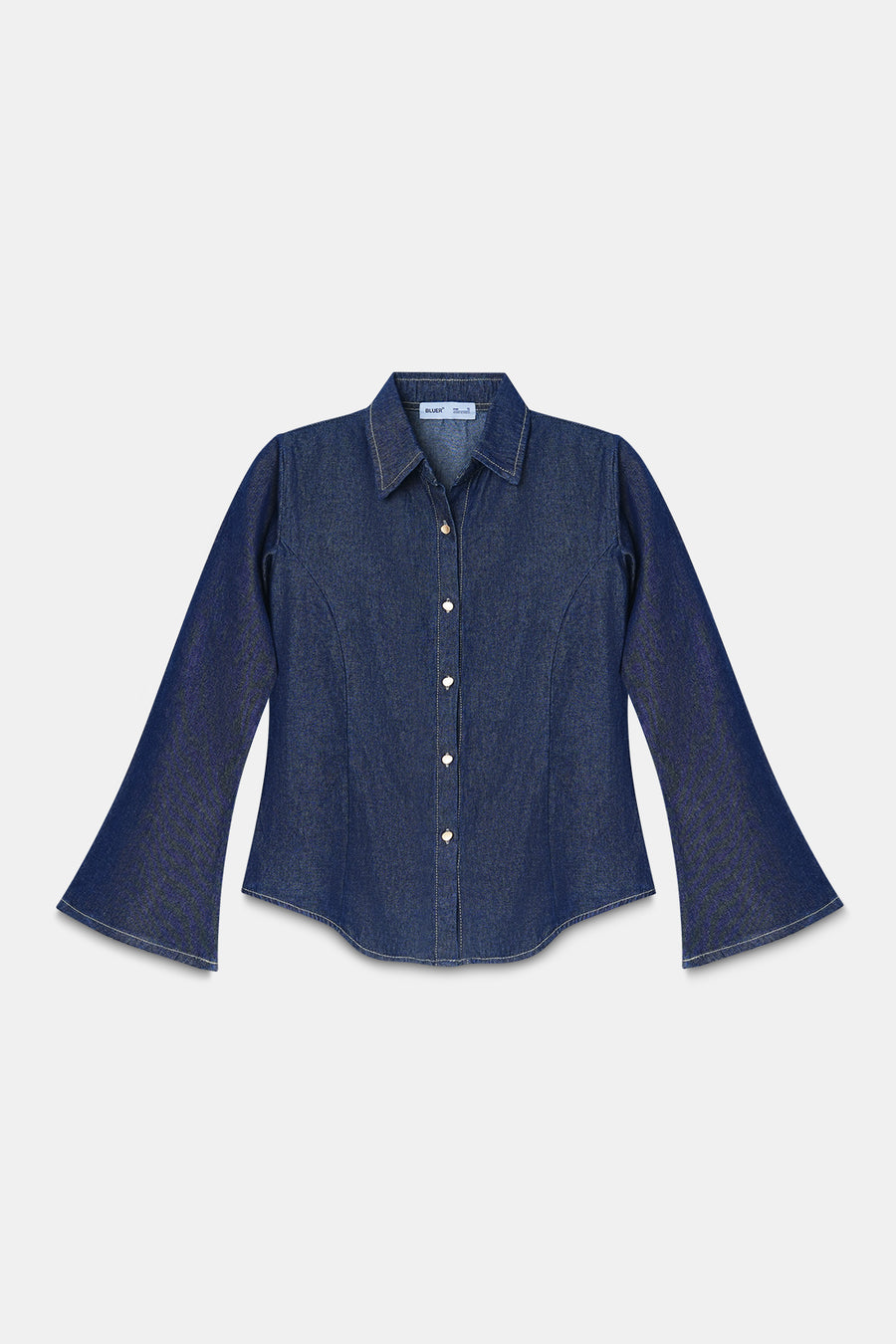 Denim Fitted Tie-Back Shirt