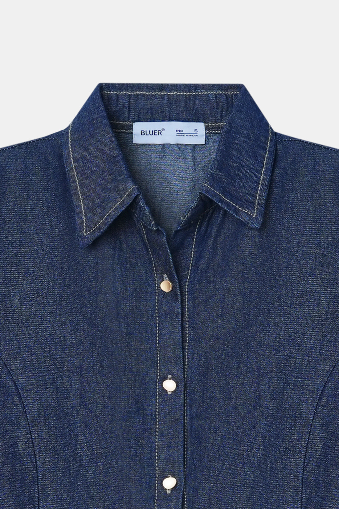 Denim Fitted Tie-Back Shirt