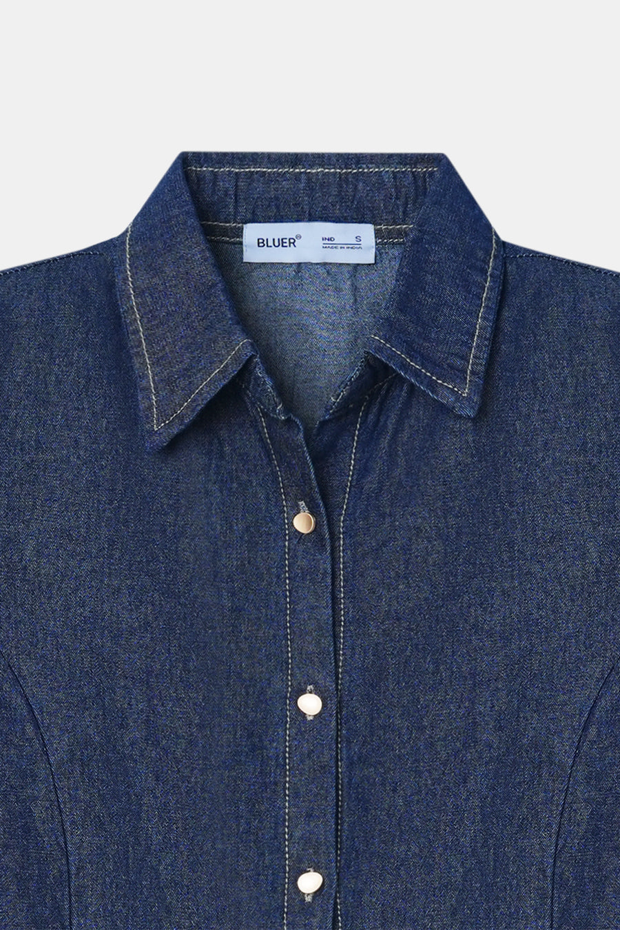 Denim Fitted Tie-Back Shirt