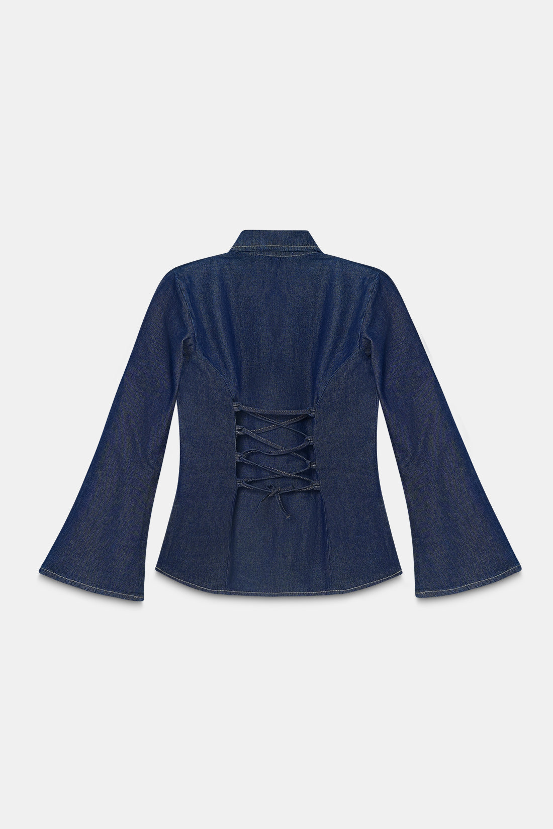 Denim Fitted Tie-Back Shirt