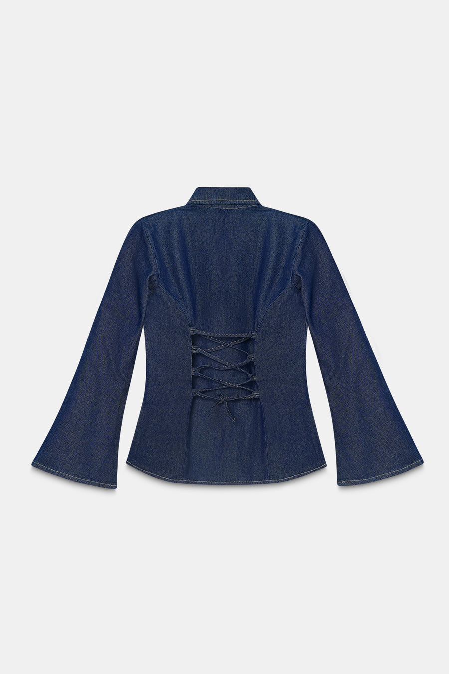 Denim Fitted Tie-Back Shirt