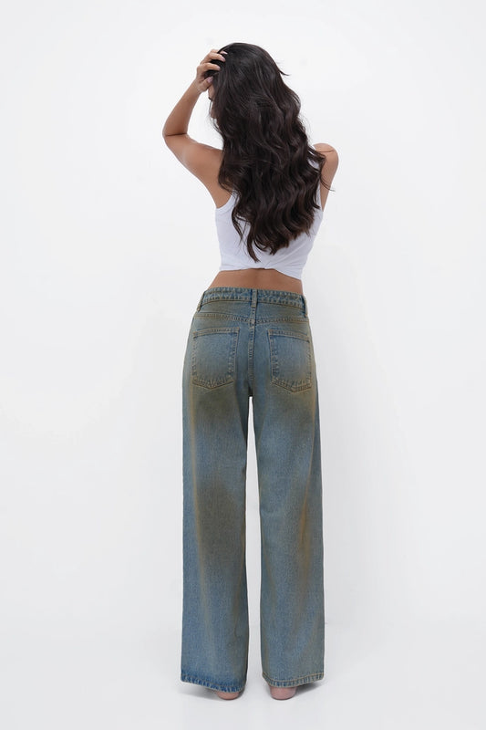 Dirty Wash High-Rise Straight Jeans