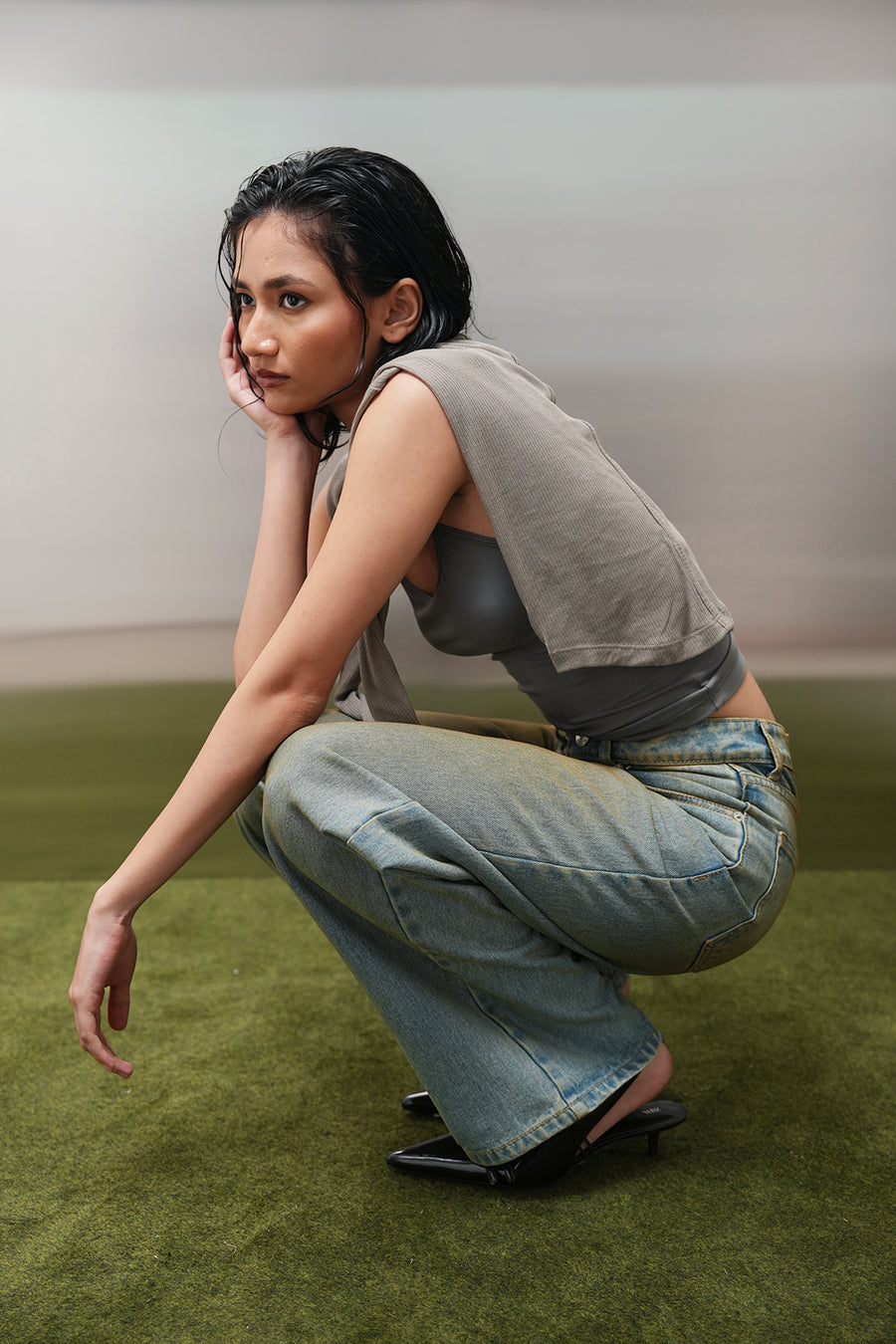 Dirty Wash High-Rise Straight Jeans