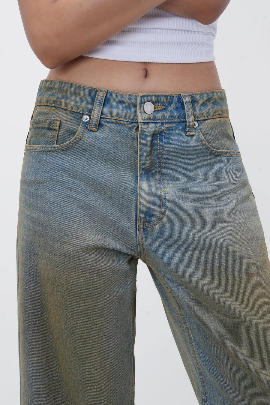 Dirty Wash High-Rise Straight Jeans