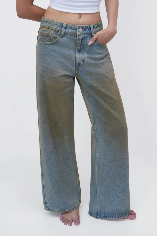 Dirty Wash High-Rise Straight Jeans
