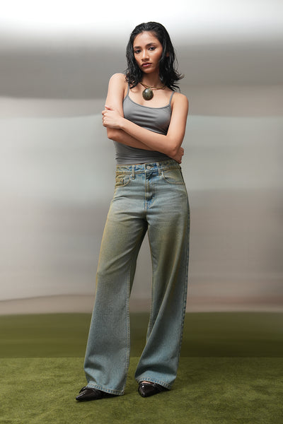 Dirty Wash High-Rise Straight Jeans