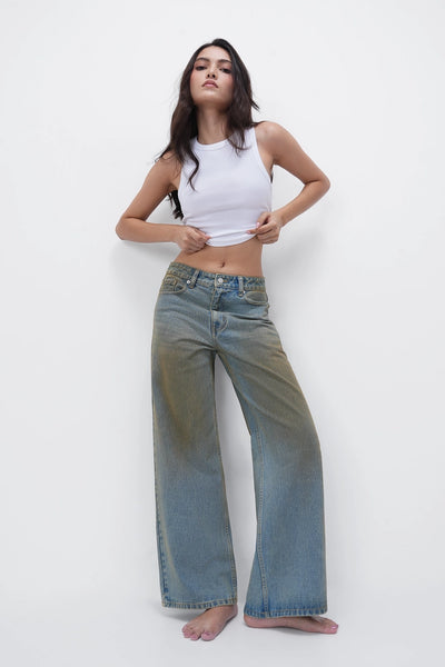 Dirty Wash High-Rise Straight Jeans