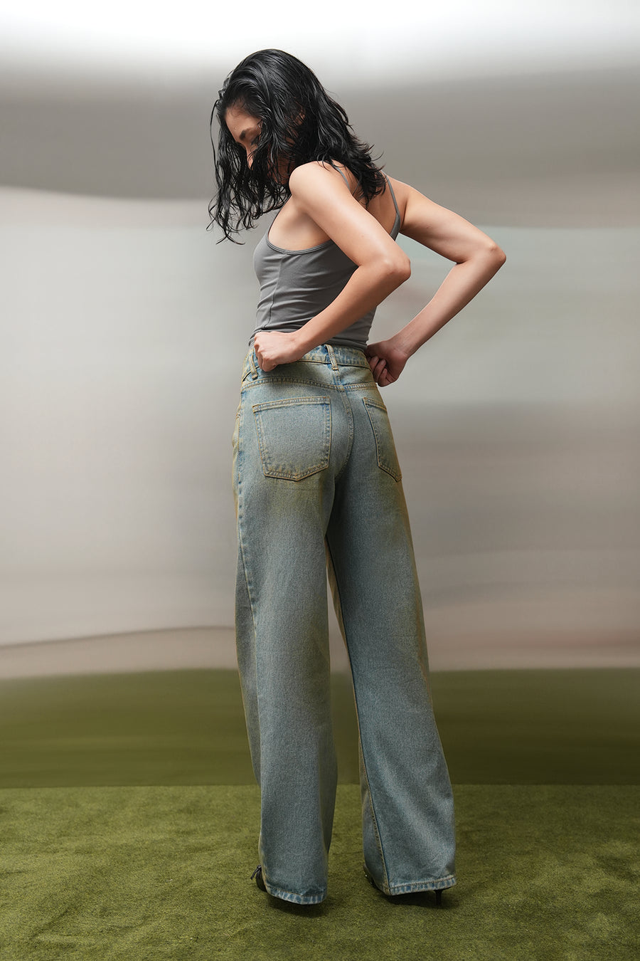 Dirty Wash High-Rise Straight Jeans