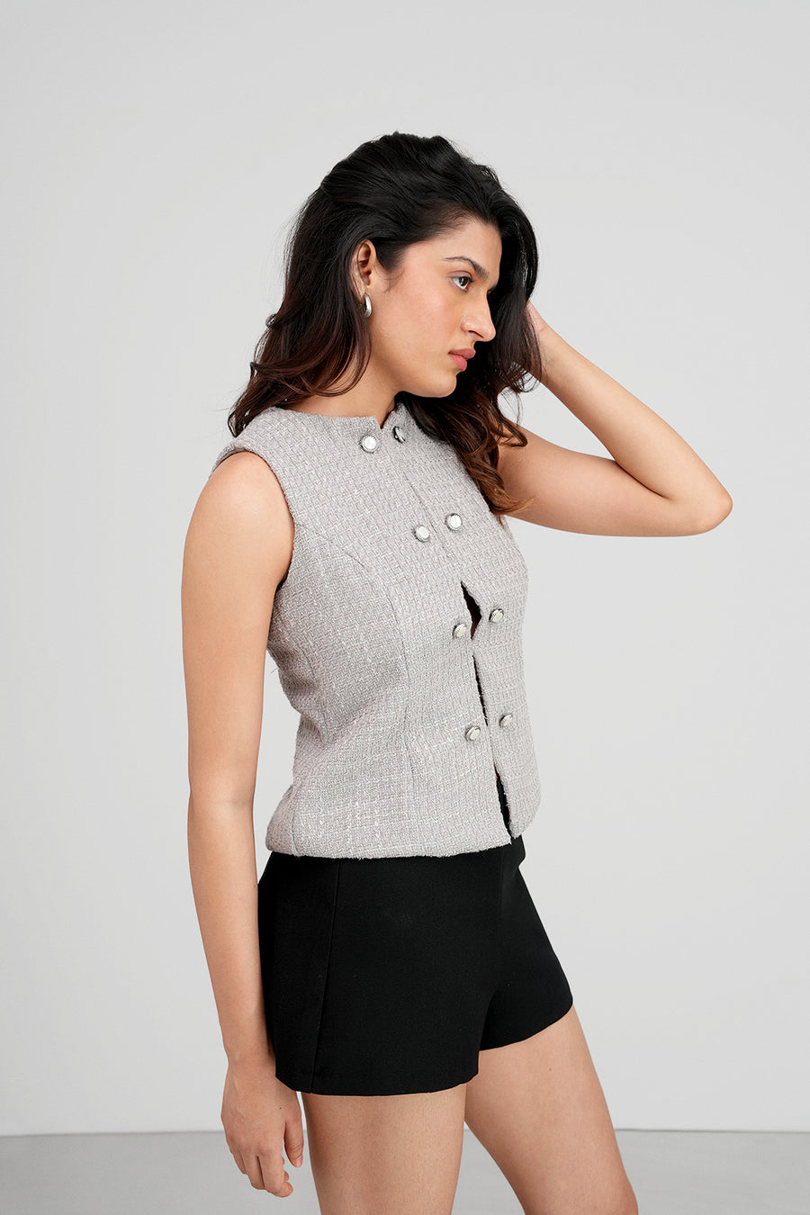 Double Buttoned Tweed Top II