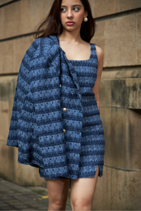 Dark Blue Mini Tweed Dress