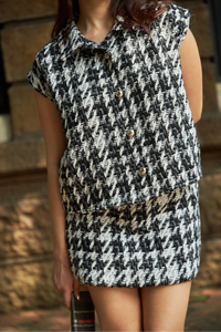 Houndstooth Tweed Vest