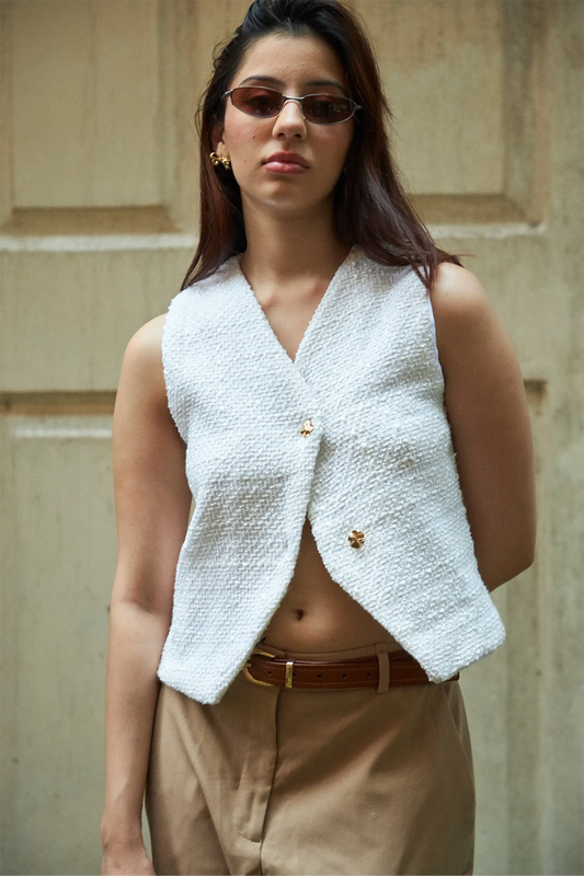 White Tweed Waistcoat