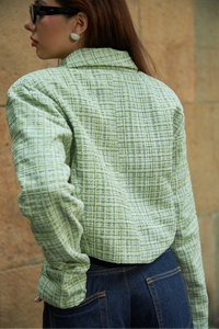 Green Crop Tweed Blazer