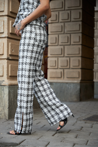 White Checkered Tweed Trouser