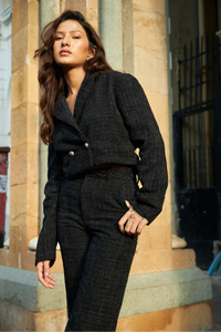 Black Crop Tweed Blazer