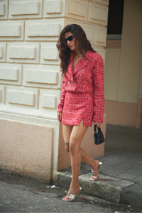 Red Crop Tweed Blazer