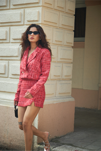 Red Tweed Mini Skirt