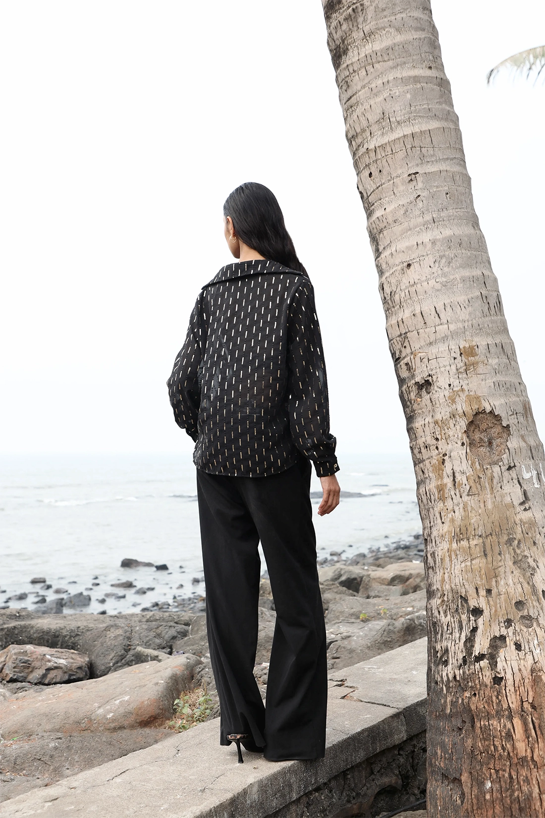 Sheer Black Sequin Shirt