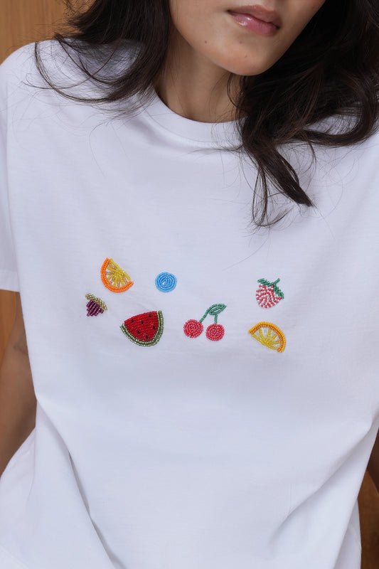 Embroidered Fruit-Tee