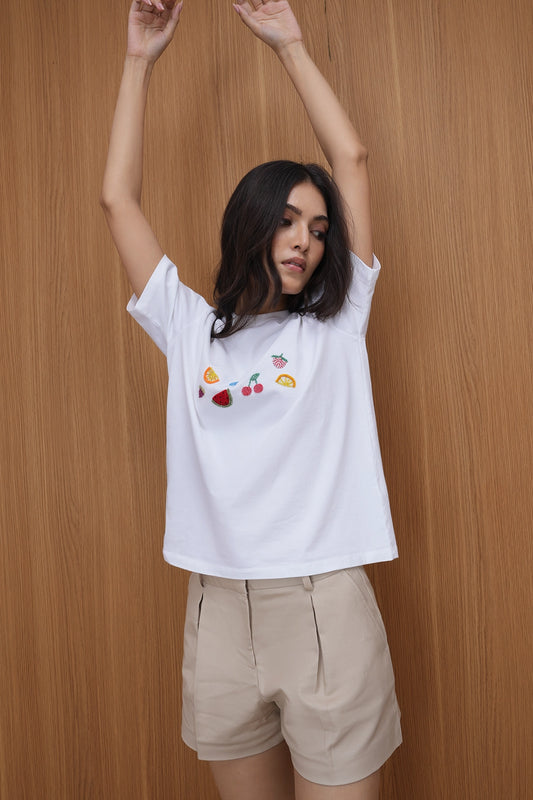 Embroidered Fruit-Tee