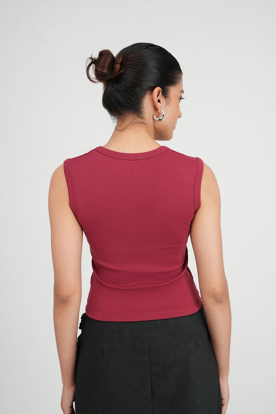 Faded Rose V-Neck Ribbed Top