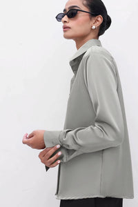 Sage Buttoned Satin Shirt
