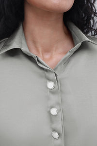 Sage Buttoned Satin Shirt