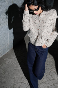 Gold-Sequined Tailored Shacket