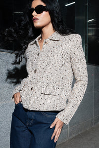 Gold-Sequined Tailored Shacket