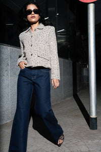 Gold-Sequined Tailored Shacket