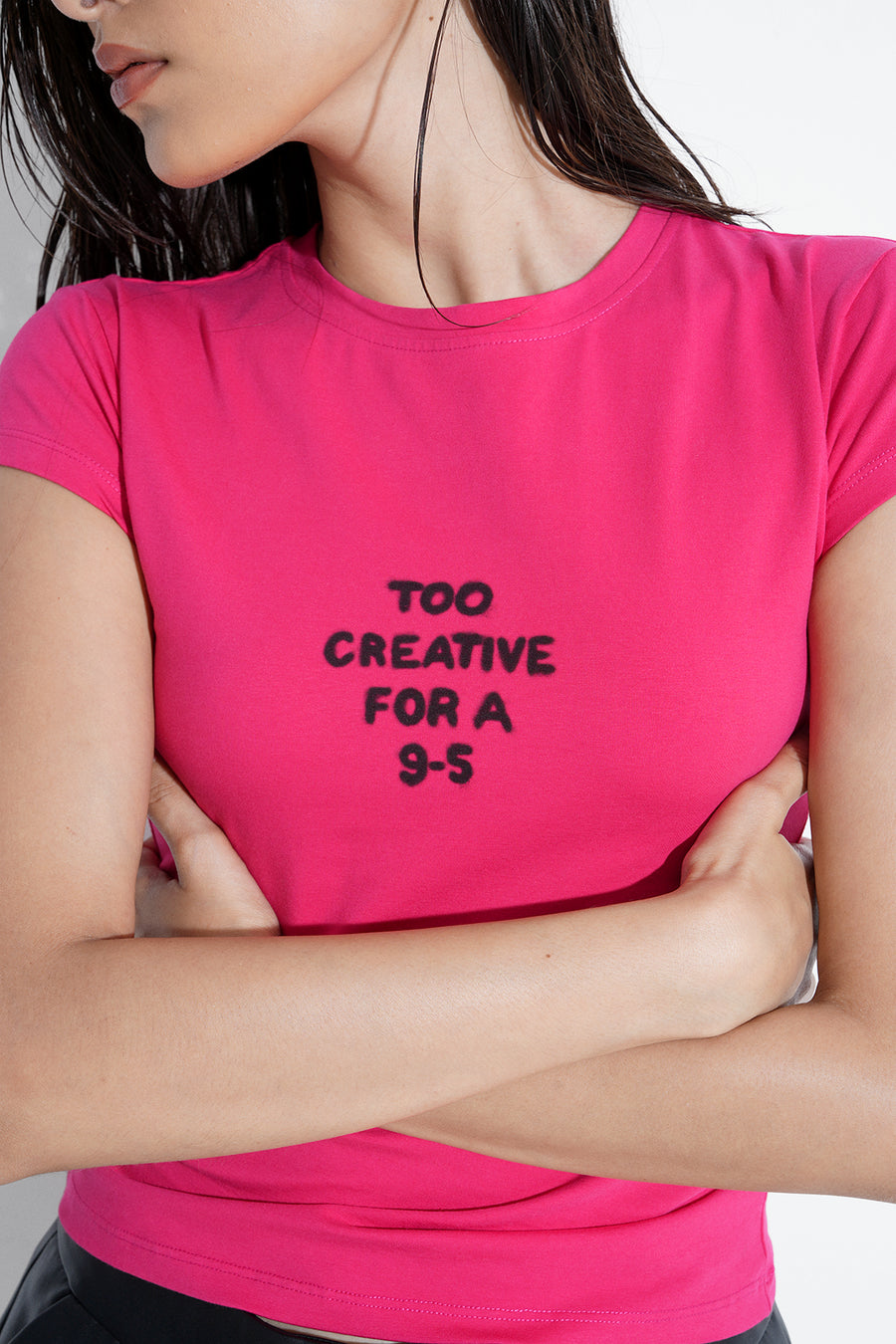 Graphic Fitted Tee- Raspberry